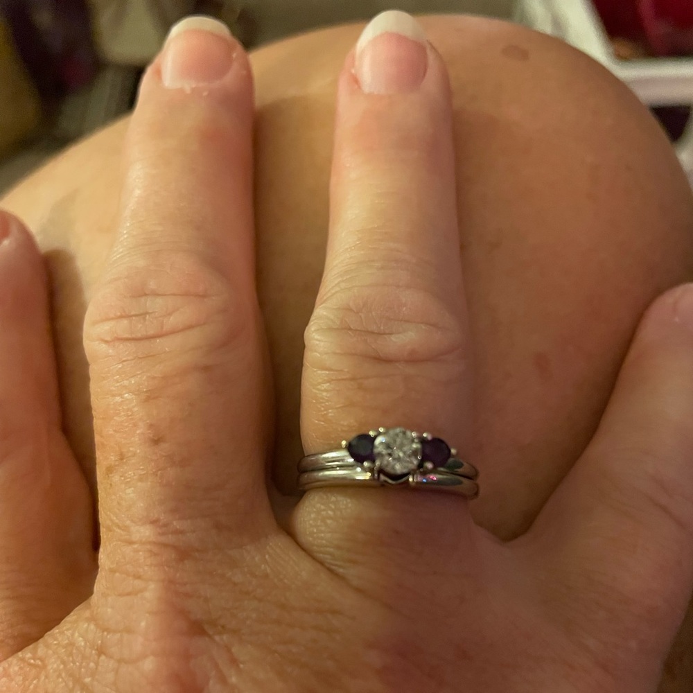 14KT Diamond Solitaire with Amethyst stones wrap